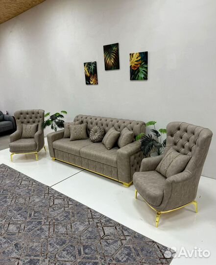 Диван прямой на кухню с креслами