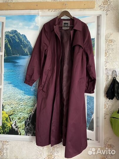 Плащ бордовый oversize винтаж