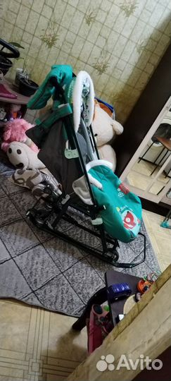 Детские санки коляска с колесами бу