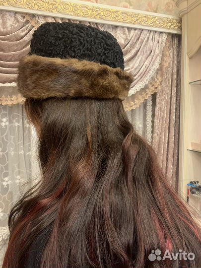 Шапка женская ретро СССР каракуль с норкой