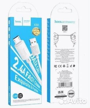 Кабель оптом. USB hoco X88, microusb, 2.4А, 1 м