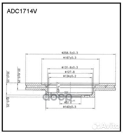 ADC1714V диск тормозной передний Renault Clio