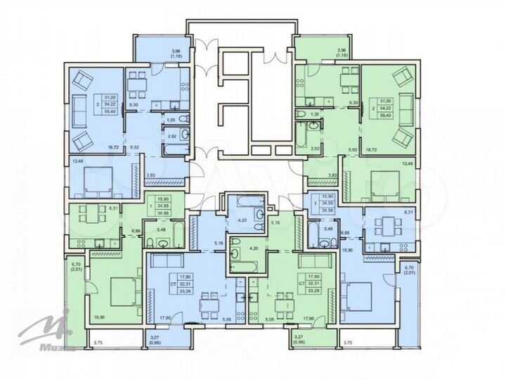 2-к. квартира, 56 м², 11/16 эт.