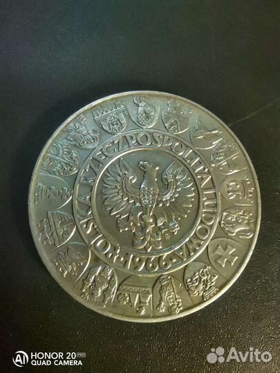 100 злотых 1966 Польша 1000 летие, серебро Редкая