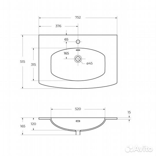 Cezares 50193 Раковина-столешница
