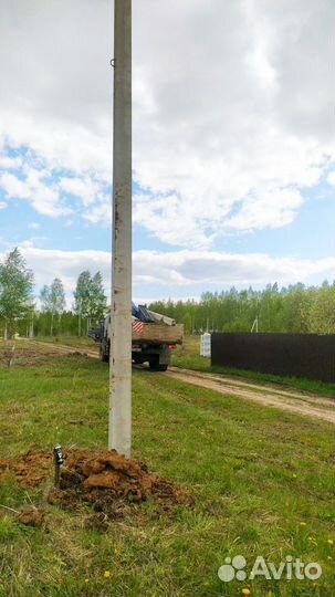 Установка электрических столбов.опор лэп