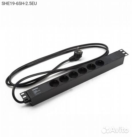 Блок розеток Hyperline SHE19, 1U, SHE19-6SH-2.5EU