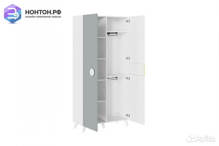 Шкаф двухдверный Кубо белый гладкий / грин грей со