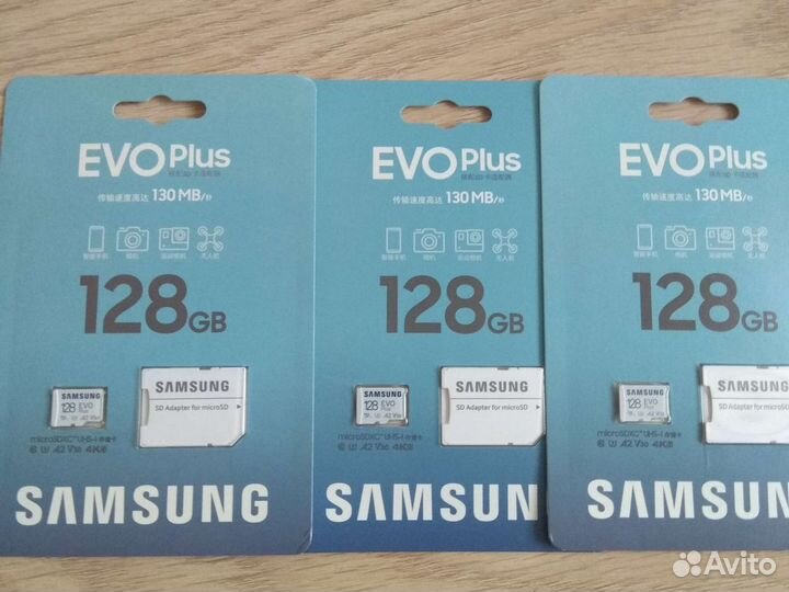 Samsung EVO Plus карта памяти Micro SD 128гб