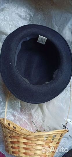 Шляпа фетровая женская чёрная, темно-синяя винтаж