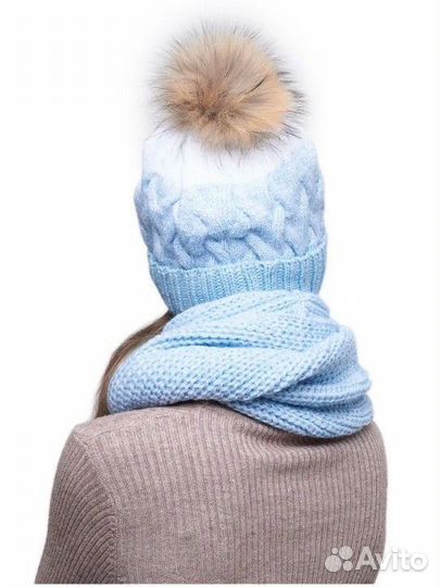 Комплект шапка, снуд и варежки