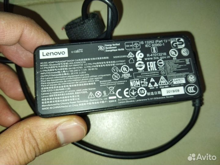 Блок питания для ноутбука lenovo 20V 2.25A