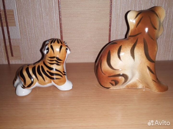 Тигренок. 2 шт. Фарфор. СССР.Вербилки