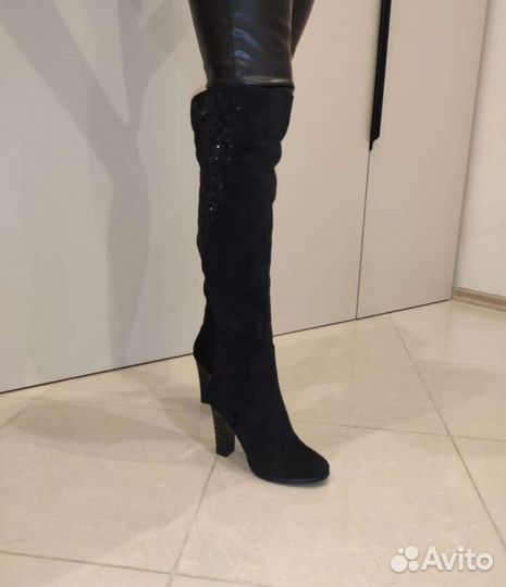 Замшевые ботфорды (сапоги) еврозима