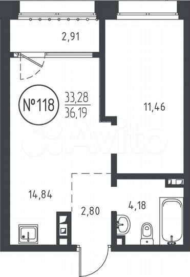 1-к. квартира, 36,2 м², 4/10 эт.