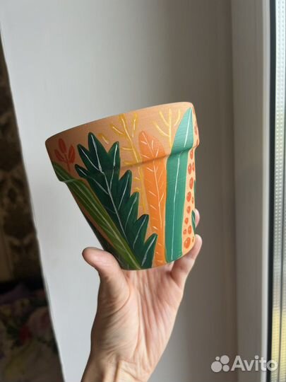 Горшок керамический ручная роспись