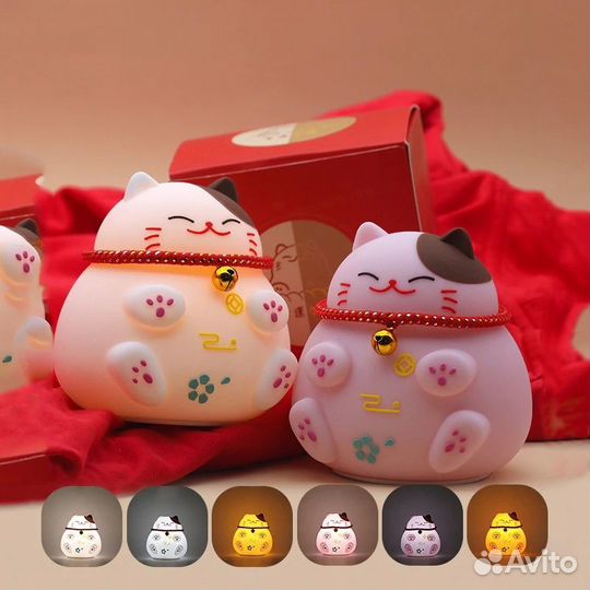 Светильник-ночник Котик Манеки сенсорный