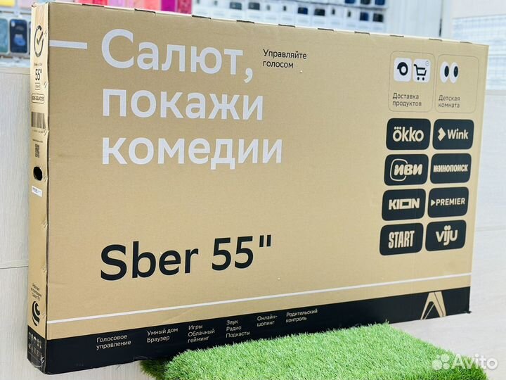 Умный телевизор Sber 4K UHD 55, чёрный