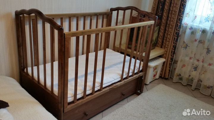 Кроватка Можга (Ангелина) цвет шоколад,плюс матрас