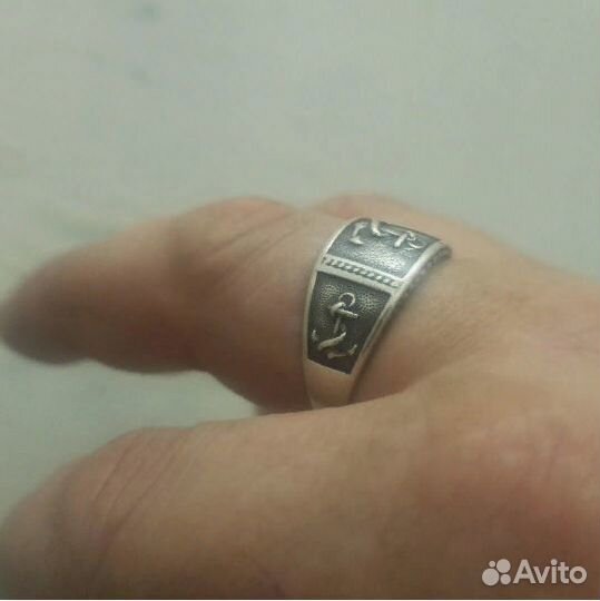 Серебряная печатка Якорь