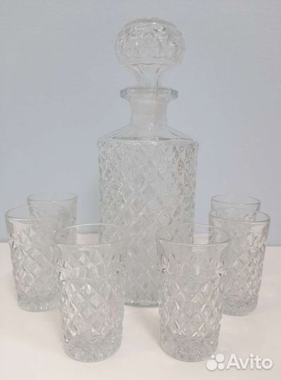 Графин и 6 стопок богемский хрусталь Богемия СССР