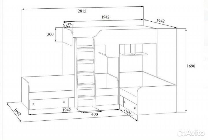 Кровать Трио Сонома/Голубой