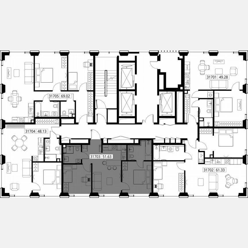 2-к. квартира, 51,6 м², 17/28 эт.