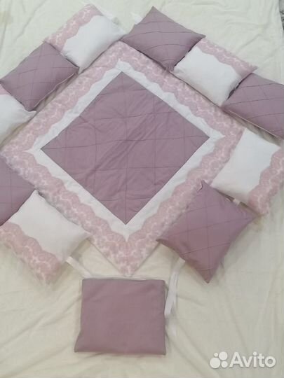 Бортики подушки в кроватку комплект с одеялом