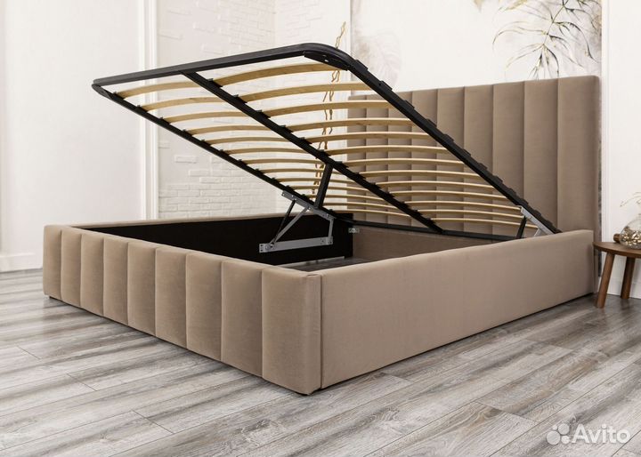 Кровать 160х200 с подъемным механизмом кофе