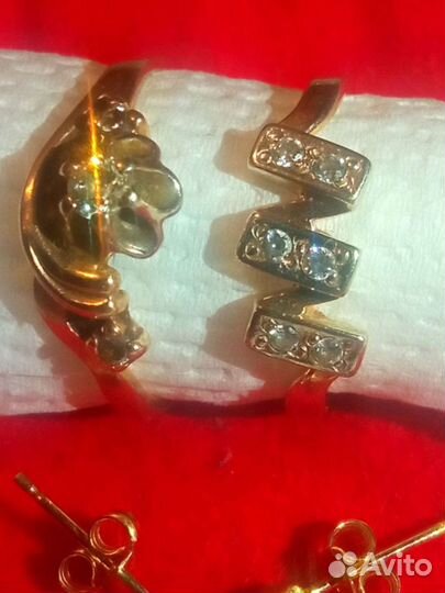 Золотое кольцо, серьги женские. 585пр.750пр