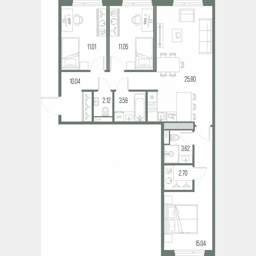 3-к. квартира, 85 м², 9/10 эт.