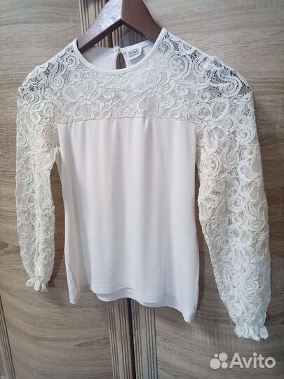 Кружевная блузка, сарафан щкольный серый Акула