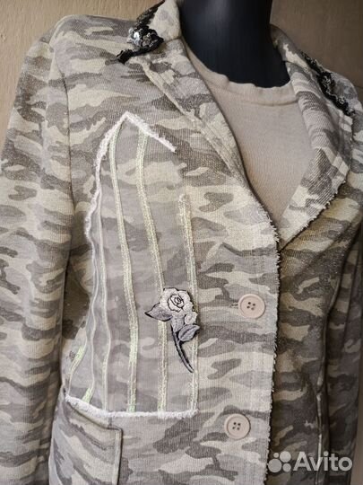 Италия жакет хлопковый серый с блеском 46