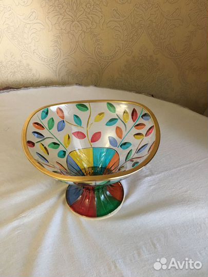 Ваза для фруктов цветное стекло