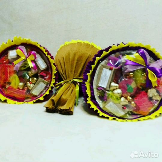 Букет из чая, кофе, сладостей