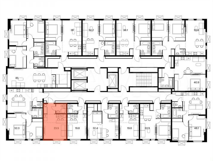 Квартира-студия, 23,5 м², 23/25 эт.