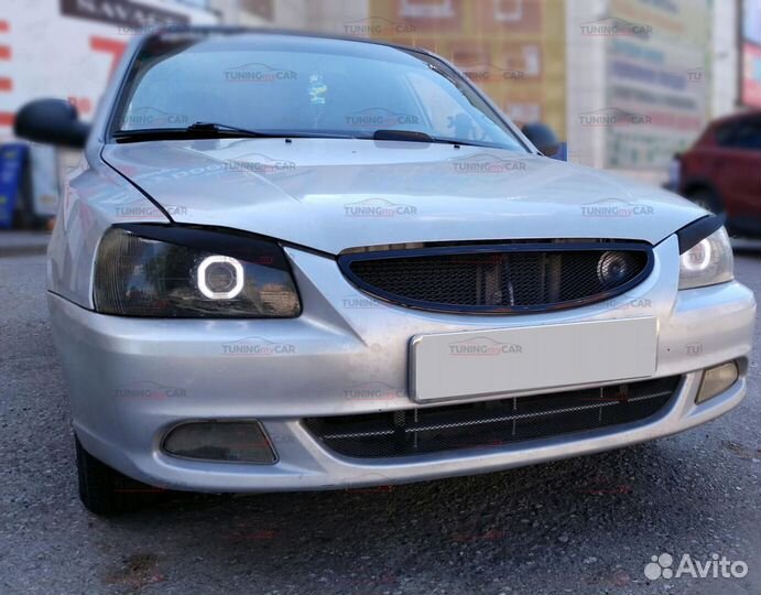 Реснички на фары косые Hyundai Accent 1999-2012