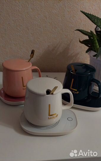 Кружка с подогревом с крышкой и ложкой