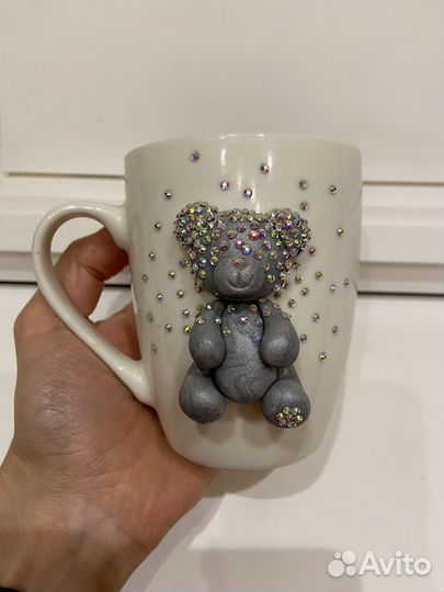 Кружка с декором из полимерной глины