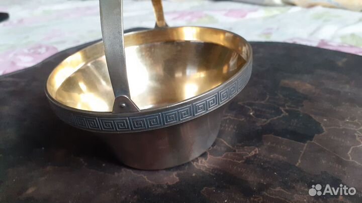 Сахарница серебро с позолотой