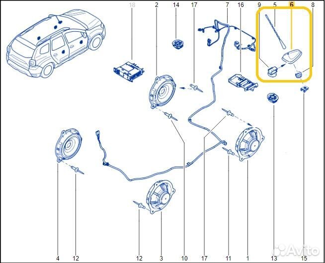 Антенна Renault Duster F4RE410 2021