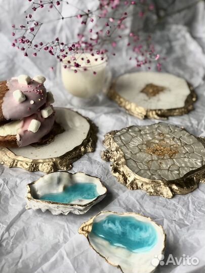 Подстаканики белые перламутровые Резин арт