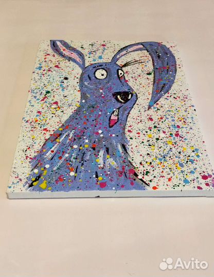 Картина Заяц в испуге Ручная работа 30*40 см