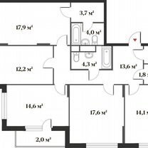 4-к. квартира, 106,1 м², 1/6 эт.