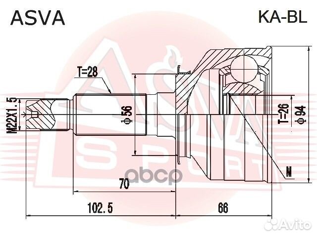 ШРУС KIA sorento 2,5 2006-2009 kabl asva