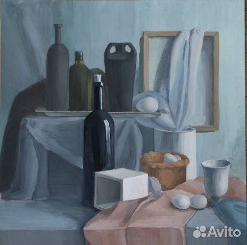 Натюрморт гуашь темпера 69х69 см без рамы