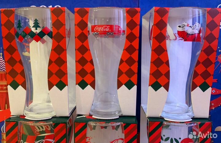 Набор 6 новогодних стаканов Кока-кола