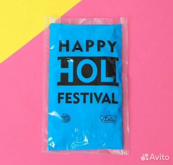 Краска порошок синяя холи фестивальная Happy Holi