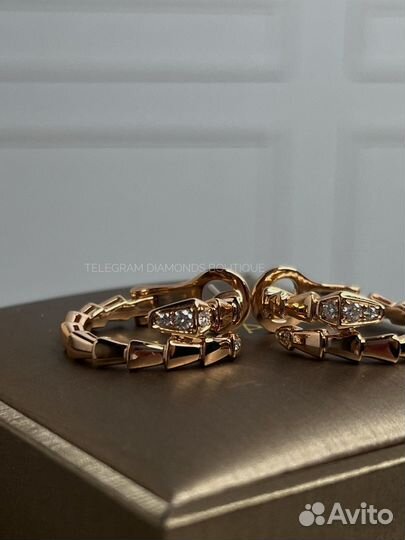 Серьги bvlgari serpenti розовое золото 750