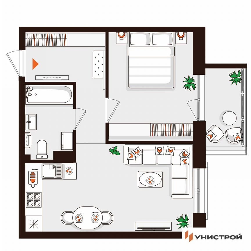 1-к. квартира, 43,2 м², 4/5 эт.